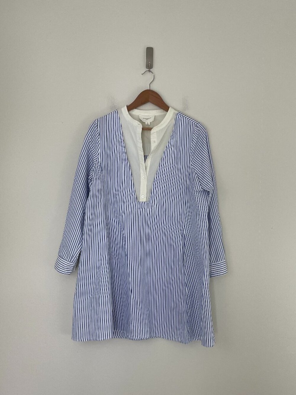Tuckernuck Pomander Place Lottie Blue White Striped Shirt Dress Size Small